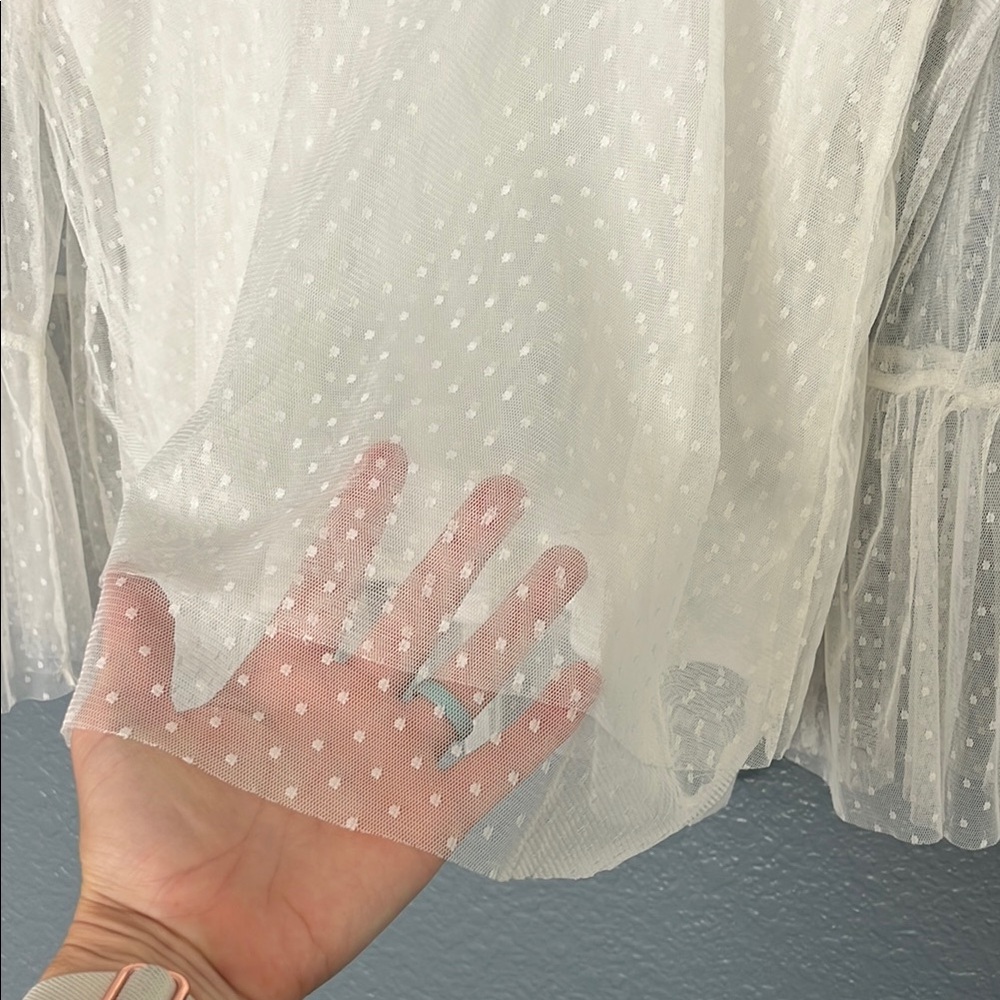 ***On hold***Xhilaration // Embroidered Sheer Cream Top size Medium - Picture 8 of 12